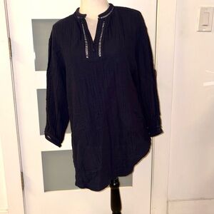 Zara Black Textured Tunic Top